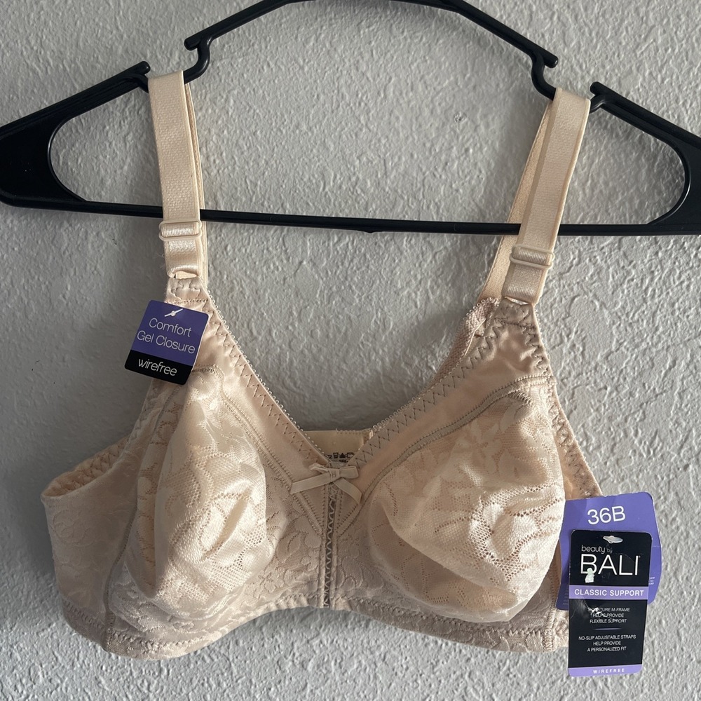 Bali Women's Double Support Spa Closure Wire-Free Bra Soft Taupe 36B NEW